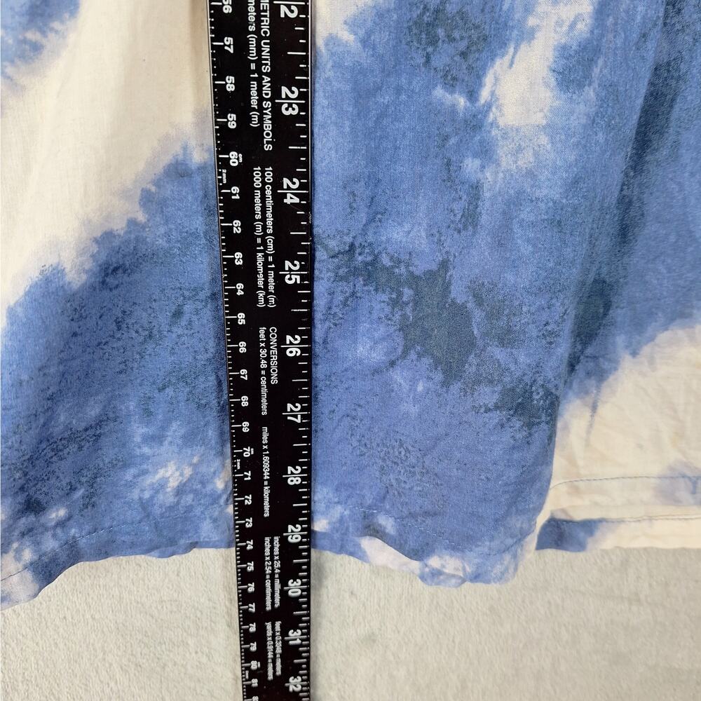 Womens Top 1X Blue Tie Dye Boho‎ Peasant Retro Embroidered Casual Artsy Hippie - Picture 6 of 7